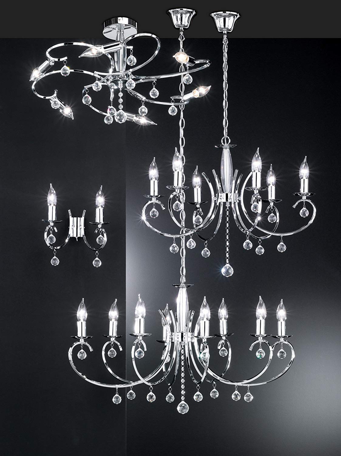 Honsel Leuchten 11016 Chandelier Hung with Glass Chrome Clear - Image 3
