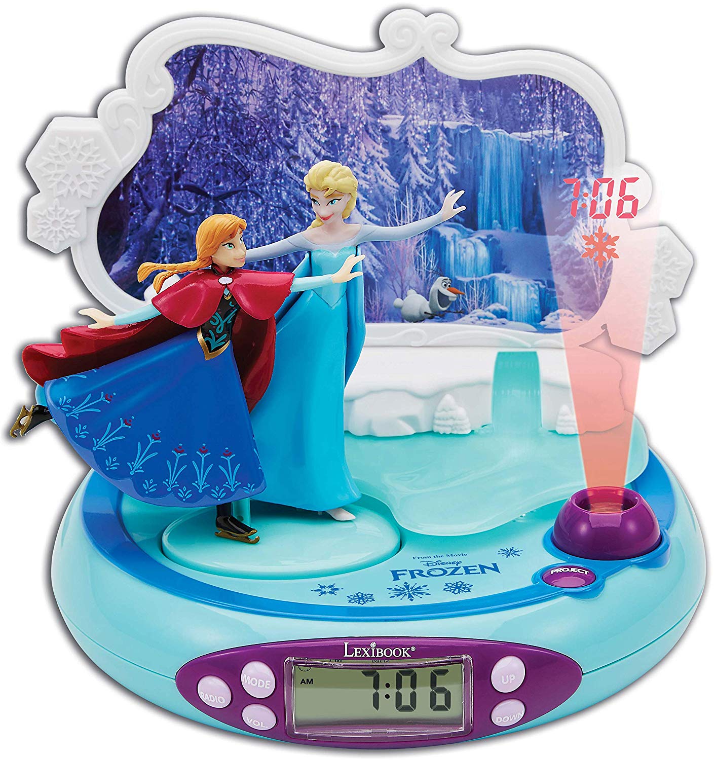 Lexibook Disney Frozen Elsa Projector Radio clock, night light, time