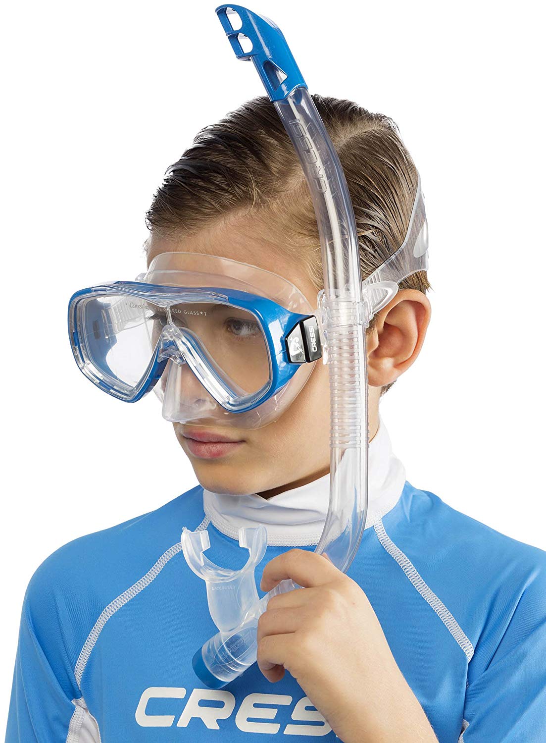 CRESSI Ondina Jr + Top Combo - Combo Set Diving Mask Ondina and Snorkel Top, Clear/Aquamarine, 7/13 years, Kid Unisex - Image 2