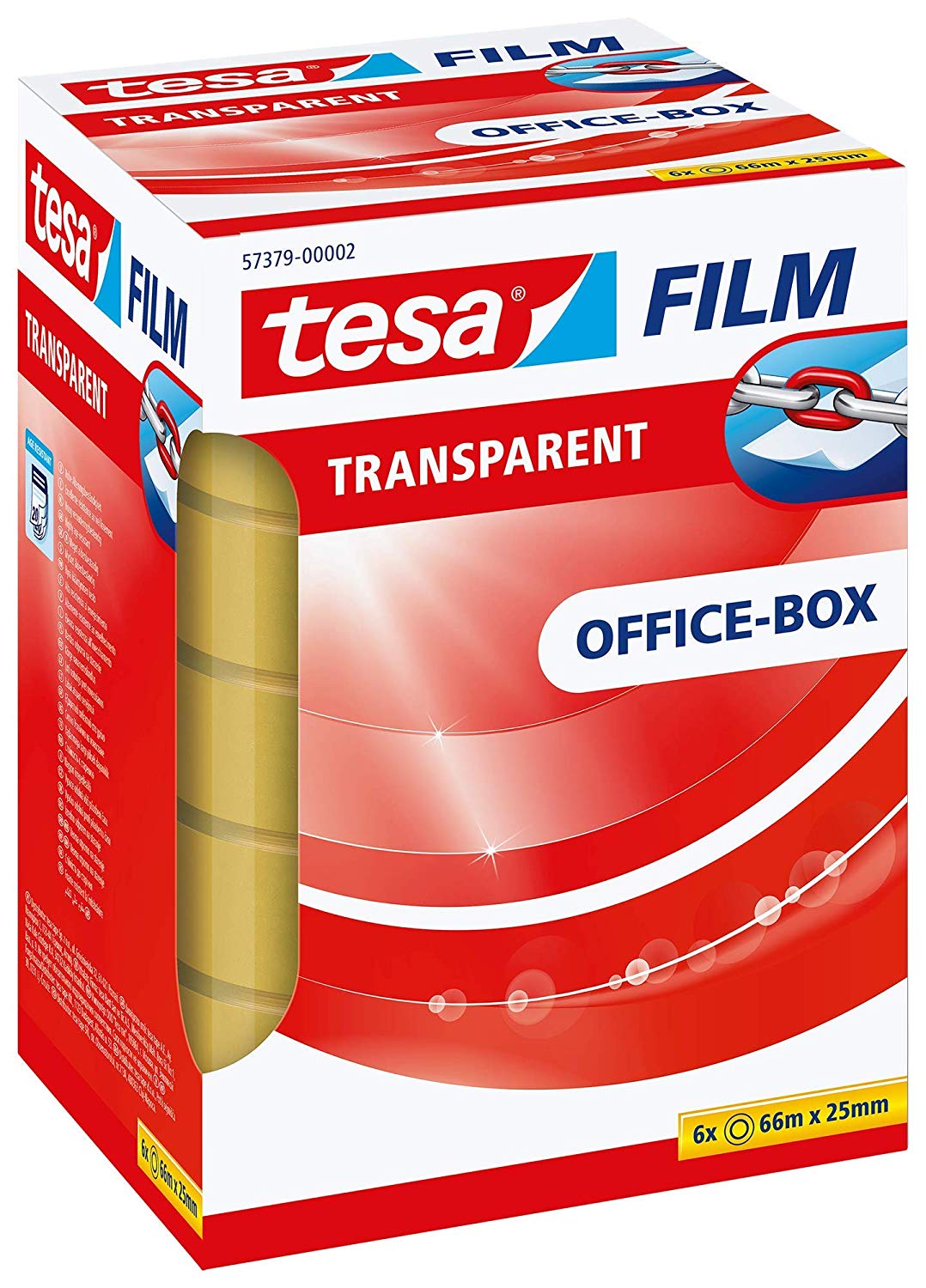 tesafilm 57379-00002-01 Transparent Self-Adhesive Tape, High Age and Tear-Resistance, Office Tape with Strong Adhesion