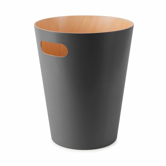 Umbra Woodrow Trash Can 2-Gallon (7.5 L) Capacity, Charcoal/Natural, Wood
