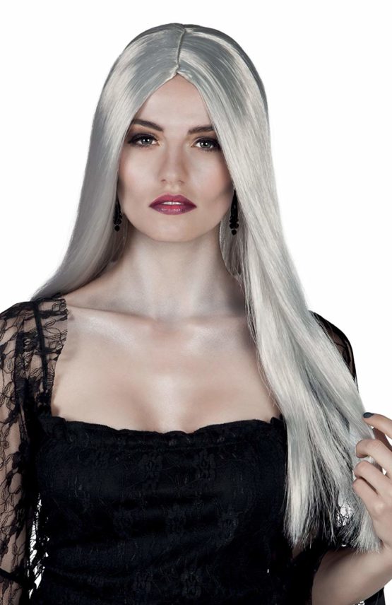 Boland 86082 Halloween Long Straight Silver Grey Witch Wig Fancy Dress Accessory