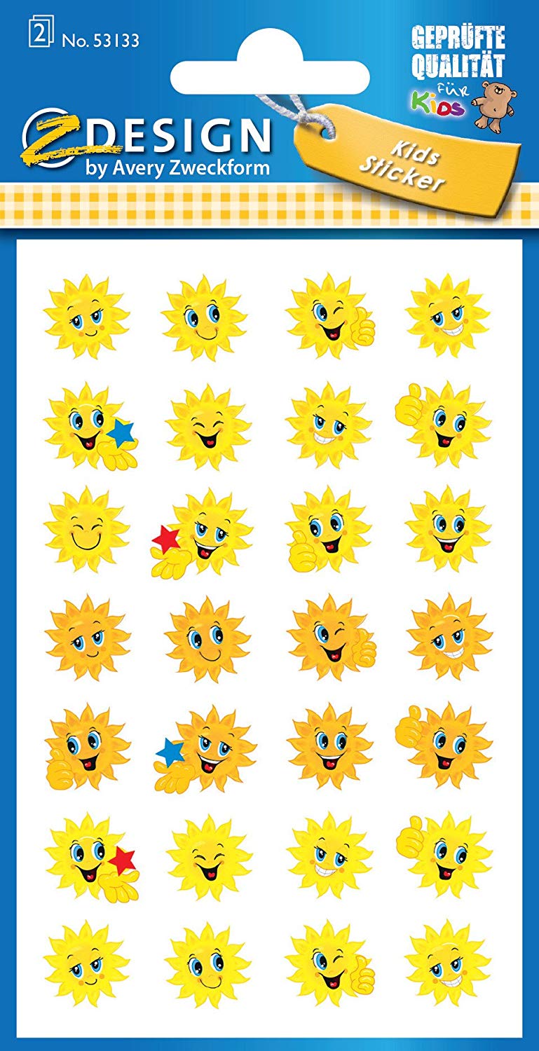 AVERY Zweckform 53133 Paper Sticker Sun 56 Stickers, Small - Image 2