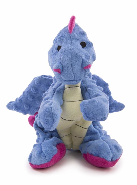 goDog Dragon with Chew Guard Technology Tough Plush Dog Toy, Large, Periwinkle - Image 3