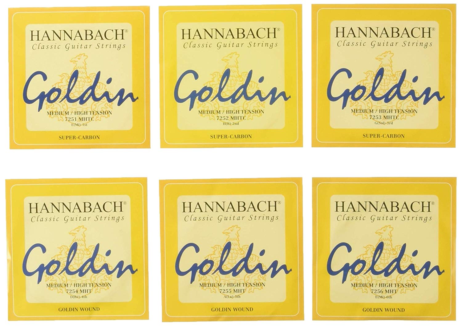 Hannabach Classical Guitar Strings Series 725 Medium/High Tension Goldin/Carbon - Set - 725MHT, multicoloured, Einheitsgröße - Image 3