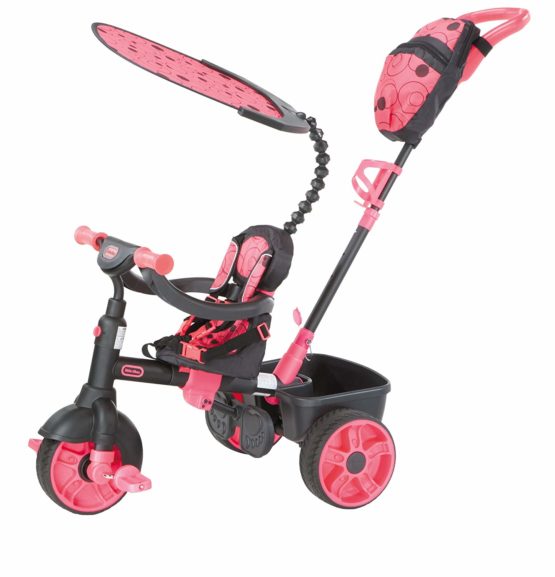 Little Tikes 4-in-1 Deluxe Edition Trike - Three-Wheeled Tricycle for Toddlers - Ages 9 Months to 3 Years - All Day Active Play - Neon Pink