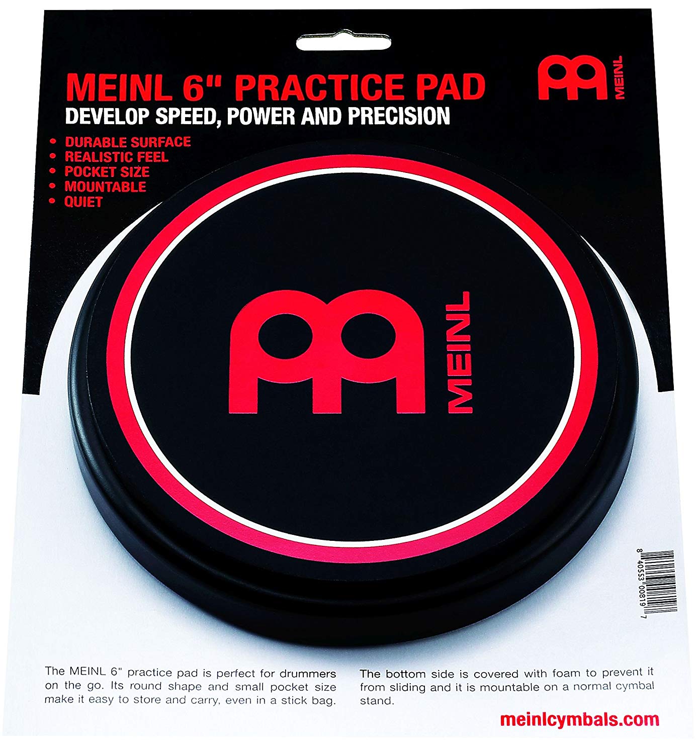 Meinl Cymbals Meinl MPP-6 6-inch Practice Pad, Black, 6 inch