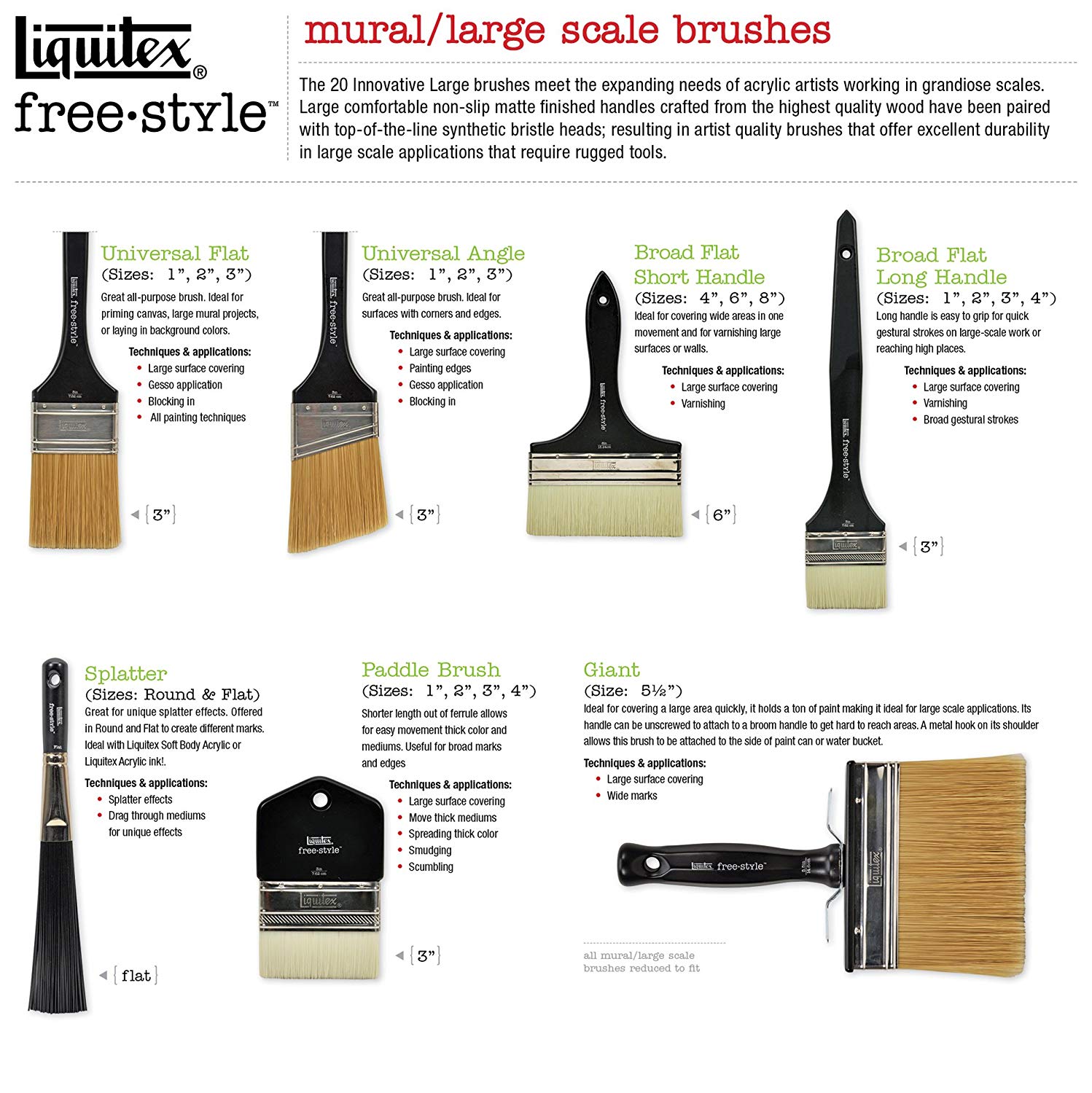 Liquitex Professional Freestyle Large Scale Brush, Multicolor, Paddle 3-inch, 3" - Image 3