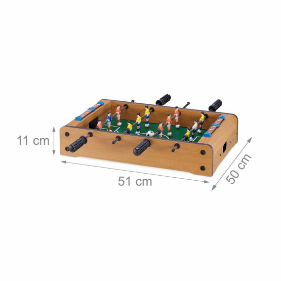 Relaxdays Table Football Game, Kids, Adults, Wooden Look, Durable, Foosball, H x W x D: 11 x 51 x 50 cm, Green-Brown - Image 2
