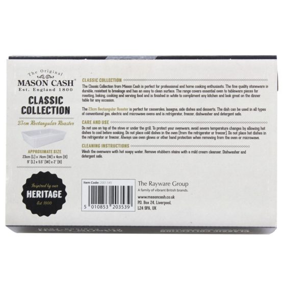 Mason Cash 2001.545 Collection Fine Stoneware Rectangular Baking and Serving Dish, Ceramic, White, 23 x 14 x 5 cm - Image 4