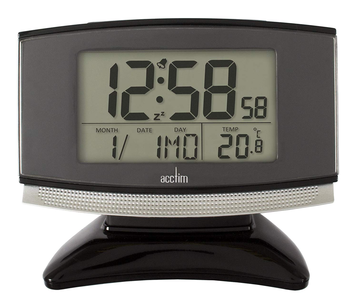 Acctim 71207 Acura Smartlite® Radio Controlled Alarm Clock, Black, Light Burgundy, Light Blue and White, 3.9 x 4.8 inches