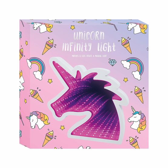 Global Gizmos Unicorn Infinity Mirror Light - Decorative Mood Tunnel Light with Purple/Pink LED's - Image 4