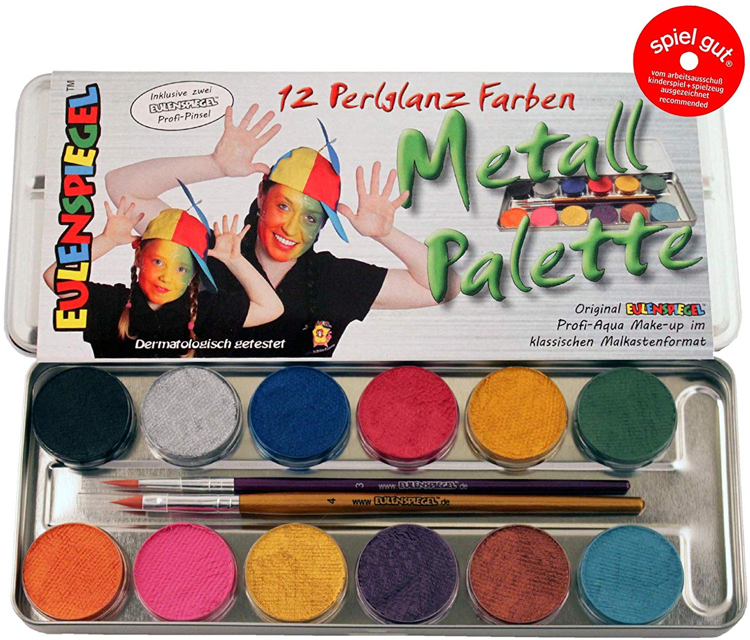 Creative Eulenspiegel Twelve Pearlised Colors Metal Palette, Multi-color
