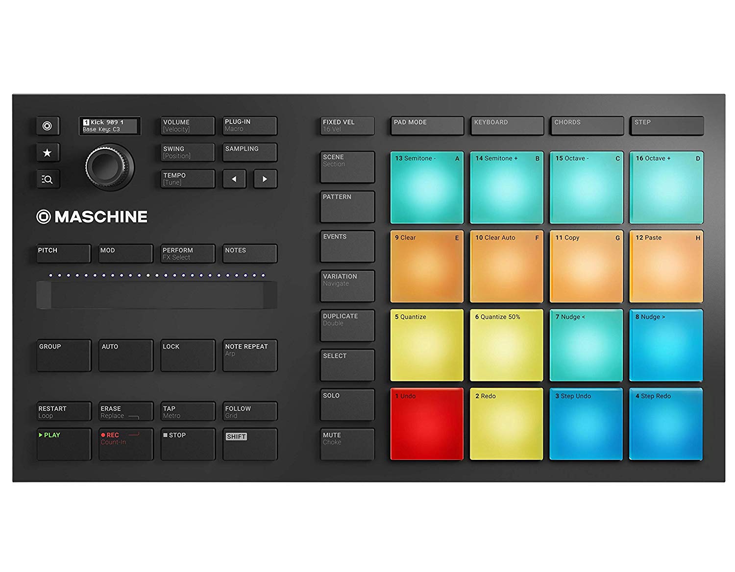 Native Instruments Maschine Mikro Mk3, USB MIDI Controller Drum Pad with 16 Pads and Massive