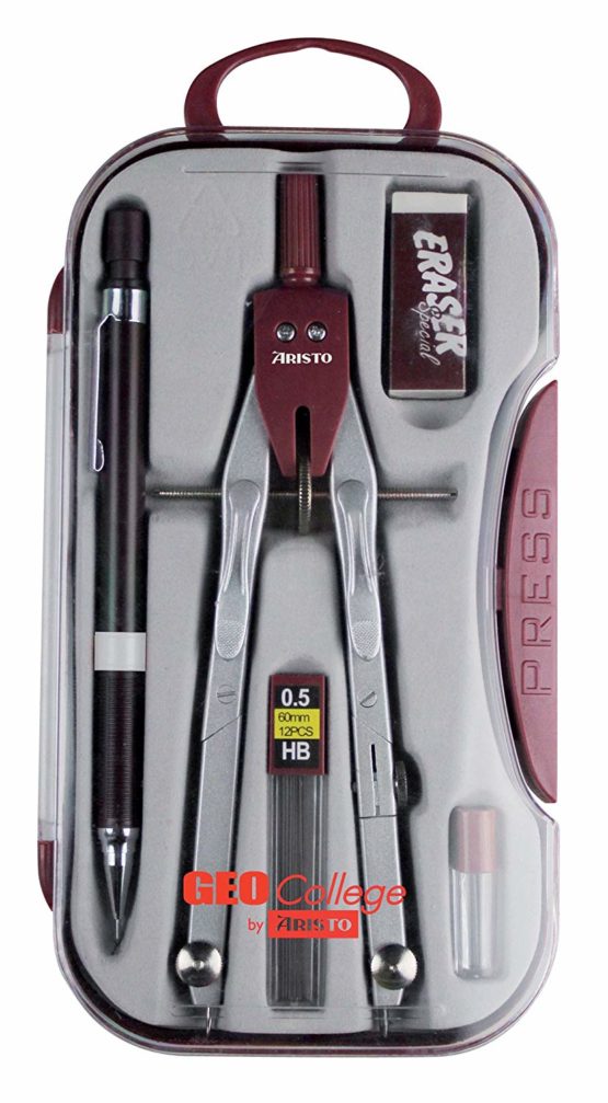 GEOtec College Spring Bow Compass Set, FLP, Eraser, Lead Box HB, Leads