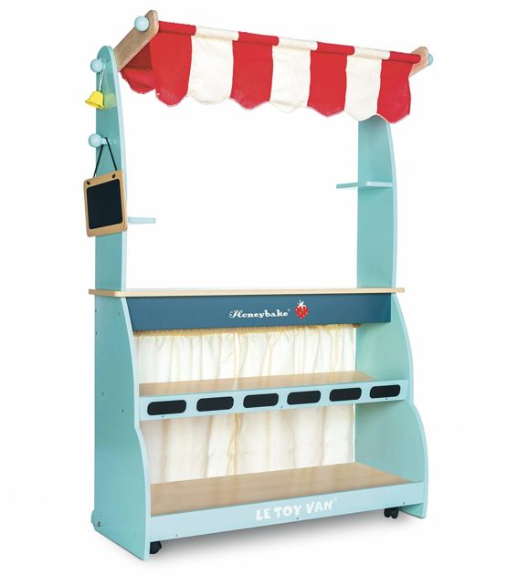 Le Toy Van - Honeybake Reversible Pretend Wooden Shop And Cafe Stall Role Play Kids Toy | Cafe Or Supermarket Pretend Play Shop