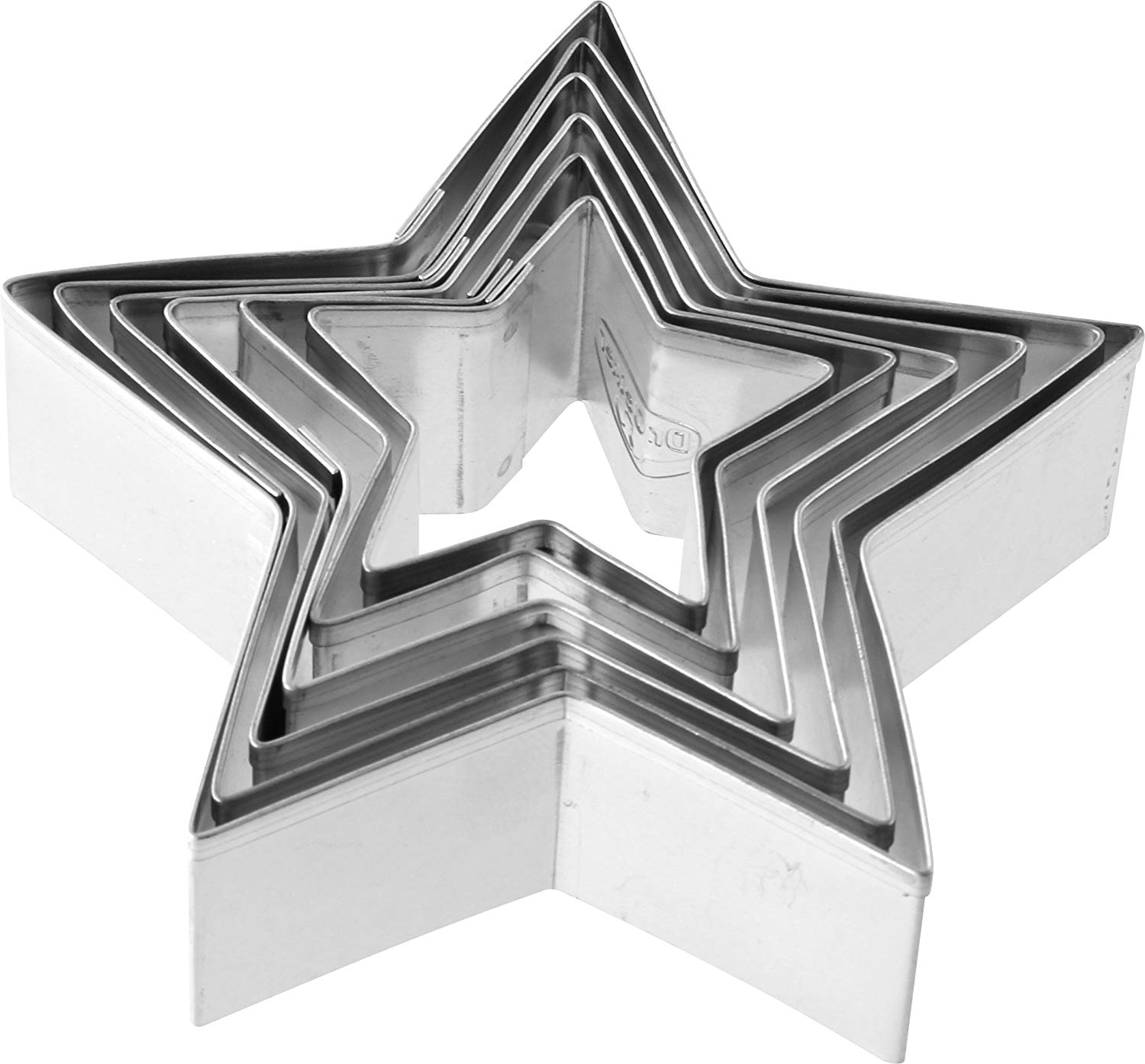 Dr.Oetker Cookie Cutter Christmas star set of 6 5-9x2,5 cm in silver, Tinplate, 9 x 9 x 2.5 cm - Image 2