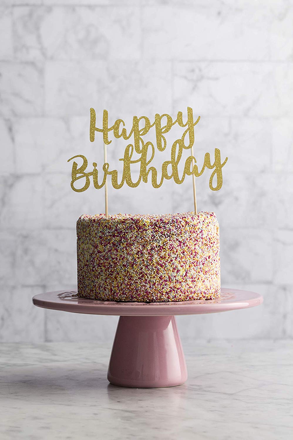 Mason Cash Happy Birthday Cake Topper - Reusable Acrylic Cake Decoration, Gold, 30 x 21 cm - Image 2