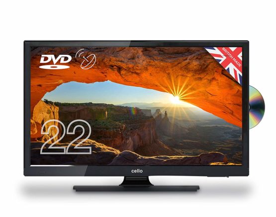 Cello 22" C22230FT2S2 12 Volt LED TV/DVD Freeview HD and Satellite Tuner Made In The UK, Black