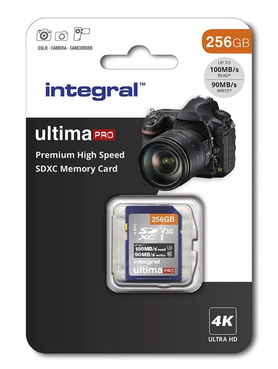 Integral 256GB SD Card 4K Ultra-HD Video Premium High Speed Memory Card SDXC Up to 100MB/s SDXC V30 UHS-I U3 Class 10 SD Memory Card
