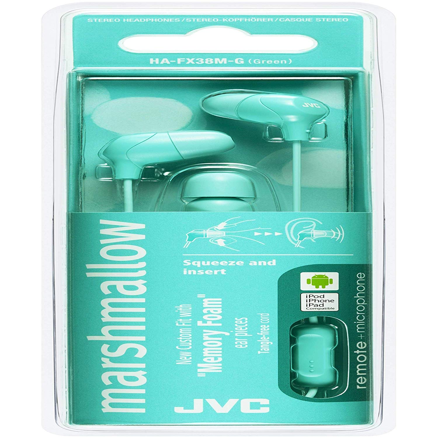 JVC Marshmallow Custom Fit InEar Headphones with Remote and Microphone