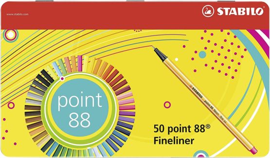 Fineliner - STABILO point 88 Tin of 50 pens of 47 Assorted Colours