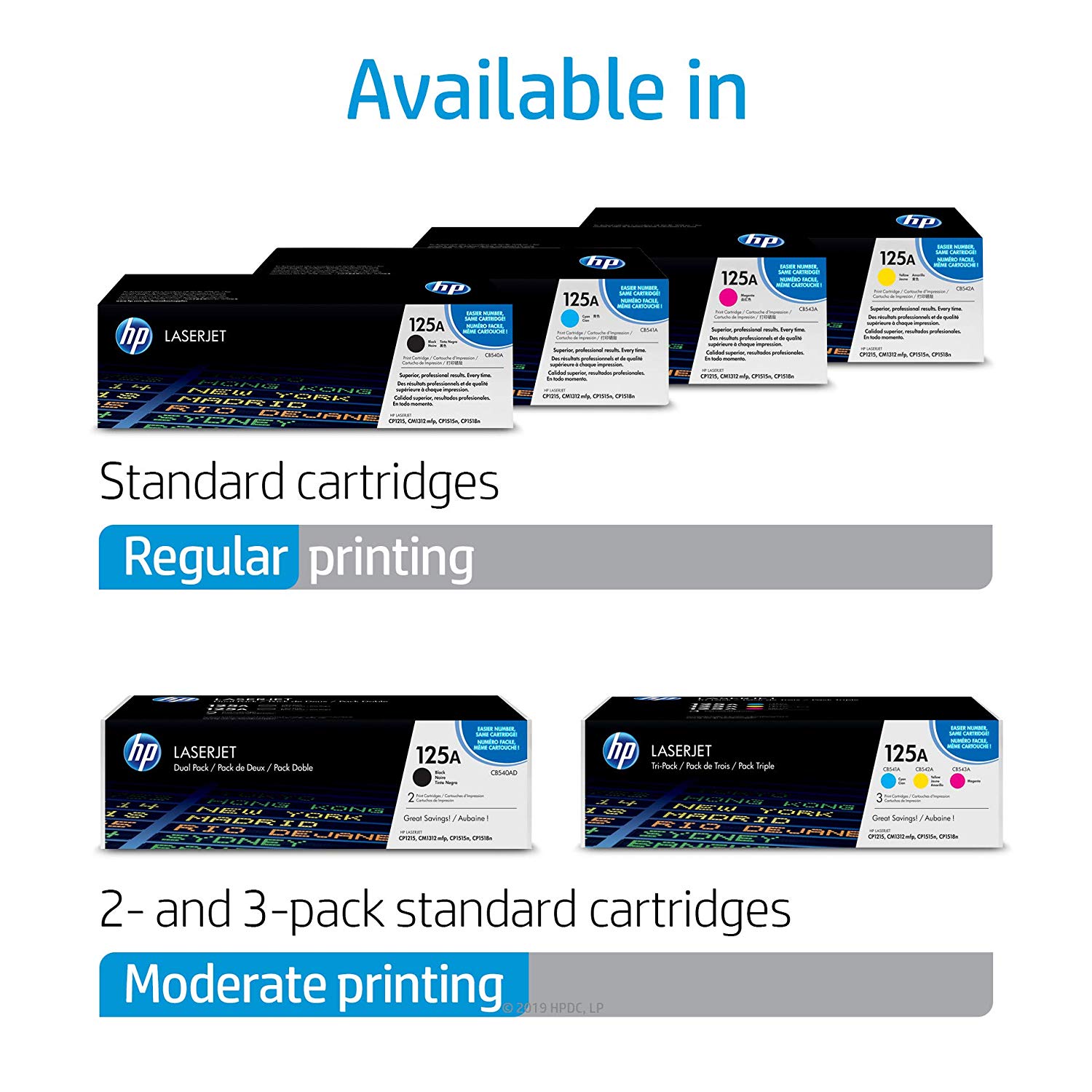 HP CF373AM 125A Original LaserJet Toner Cartridges, Cyan/Magenta/Yellow, Multipack - Image 2