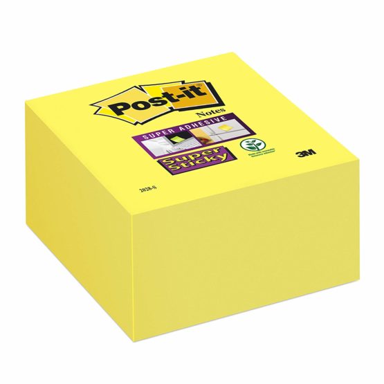 Post-it 2028-S Super Sticky Note Cube Pad of 350 Sheets 76x76mm Yellow Ref 2028-S
