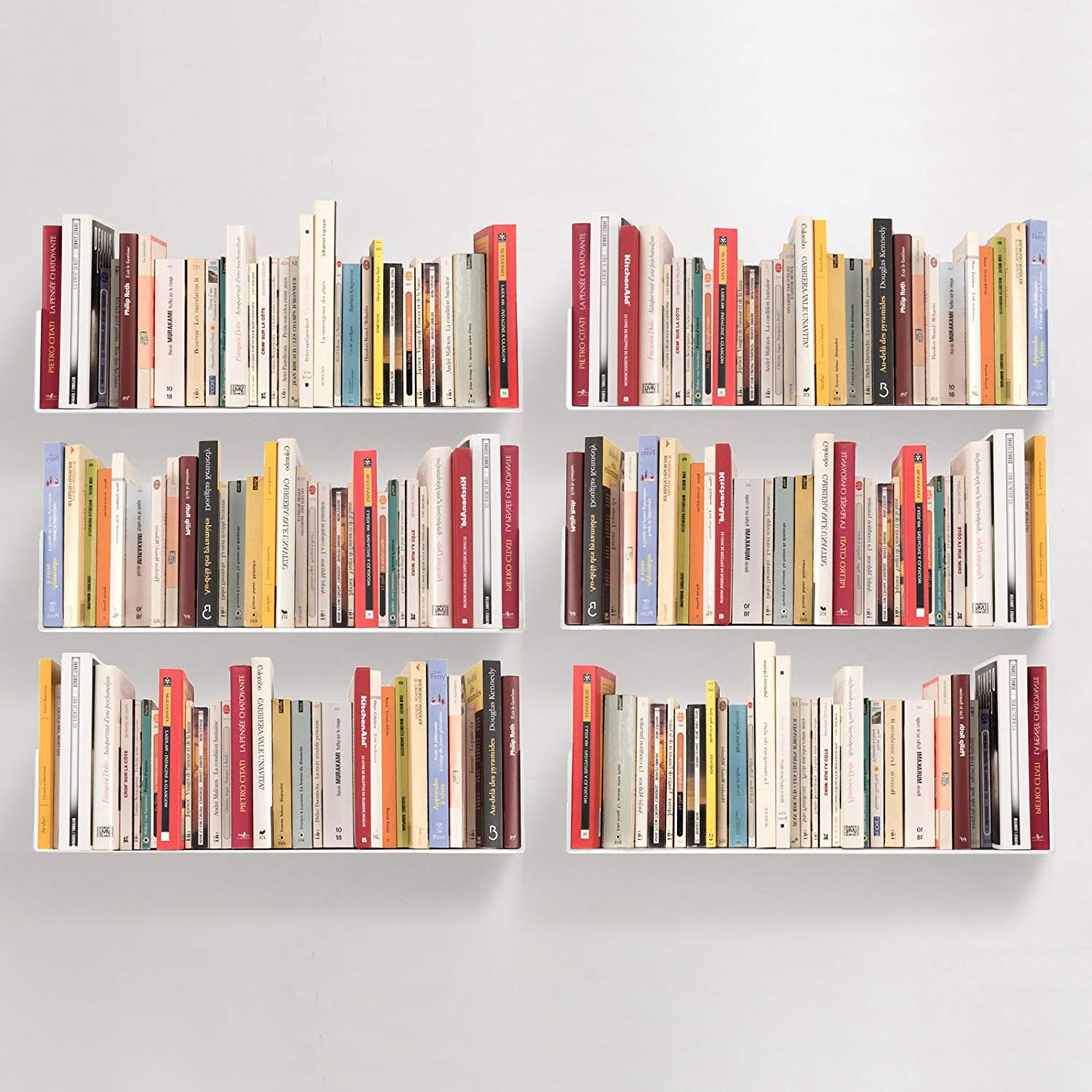 TEEbooks Floating Shelves Set of 6 shelves Steel Grey 60 x 15 x