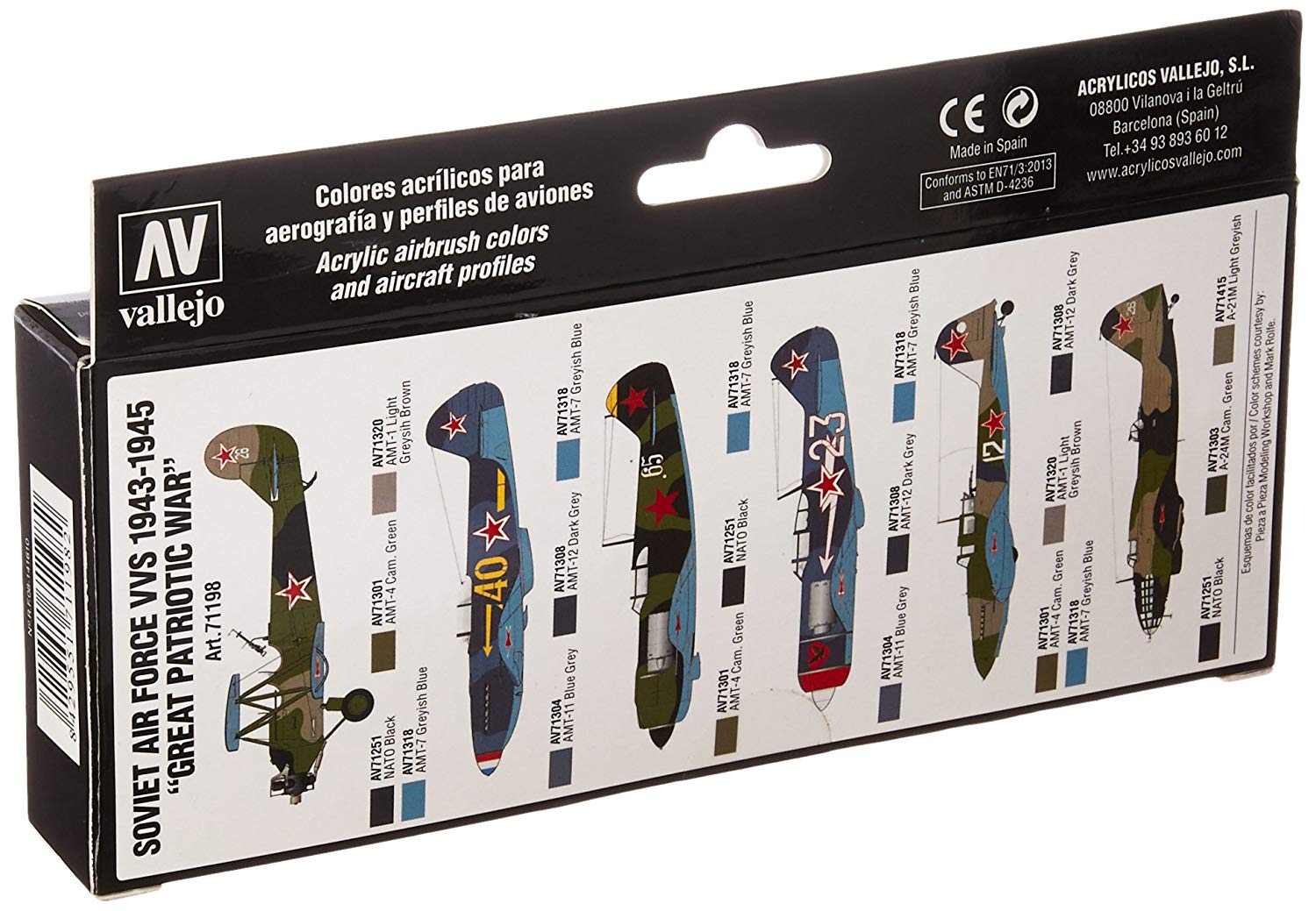 Acrylicos Vallejo "Soviet Air Force Vvs 1943-45 Great Patriotic War" Model Air Set, Blau, Grün, Grau, 136 ml (Pack of 1) - Image 2
