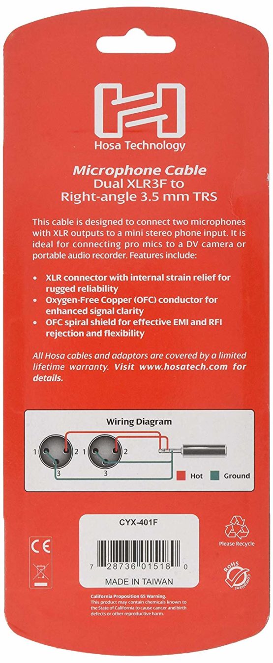 Hosa CYX401 °F Y-Cable 3.5 mm TRS-Xlr3 °F 30 cm - Image 2