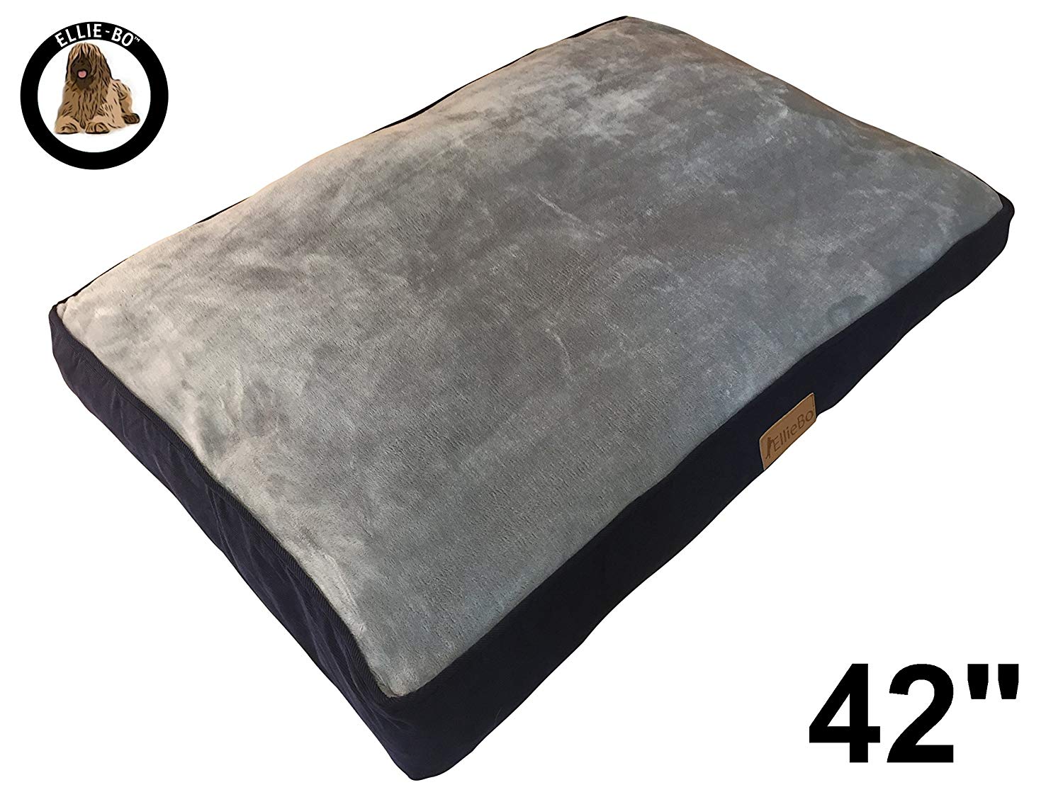 Ellie-Bo XL Dog Bed for 42-inch Dog Cage/Crate, Blue Corduroy/Grey FauxFur, Blue Corduroy/Grey Faux Fur Top