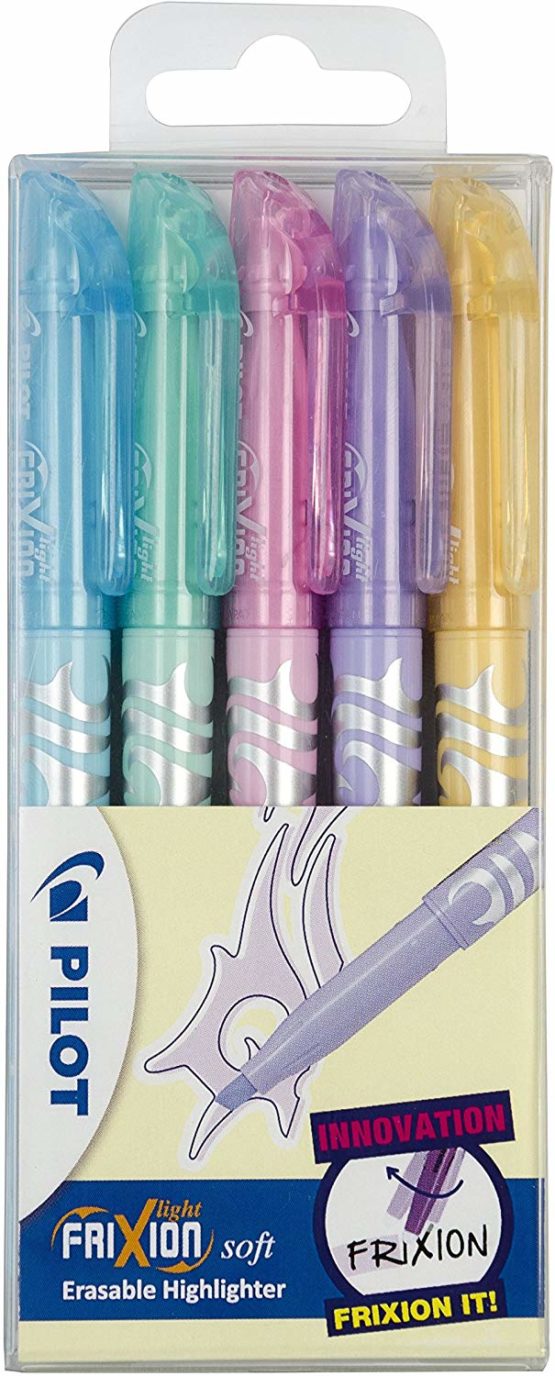 Pilot Frixion Light Soft Erasable Highlighter - Assorted, Pack of 5