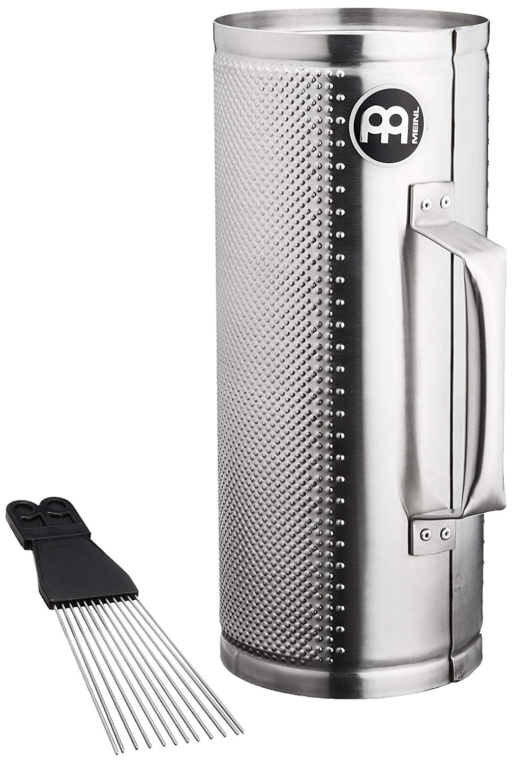 Meinl Percussion Merengue Güira Instrument - Large Hollow Scraper Instrument With Handle - Including Scraper - Steel, Silver (MGU1)