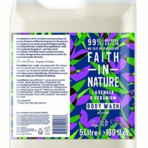 Faith In Nature Natural Lavender and Geranium Body Wash, Nourishing, Vegan and Cruelty Free, No SLS or Parabens, 5 L Refill Pack
