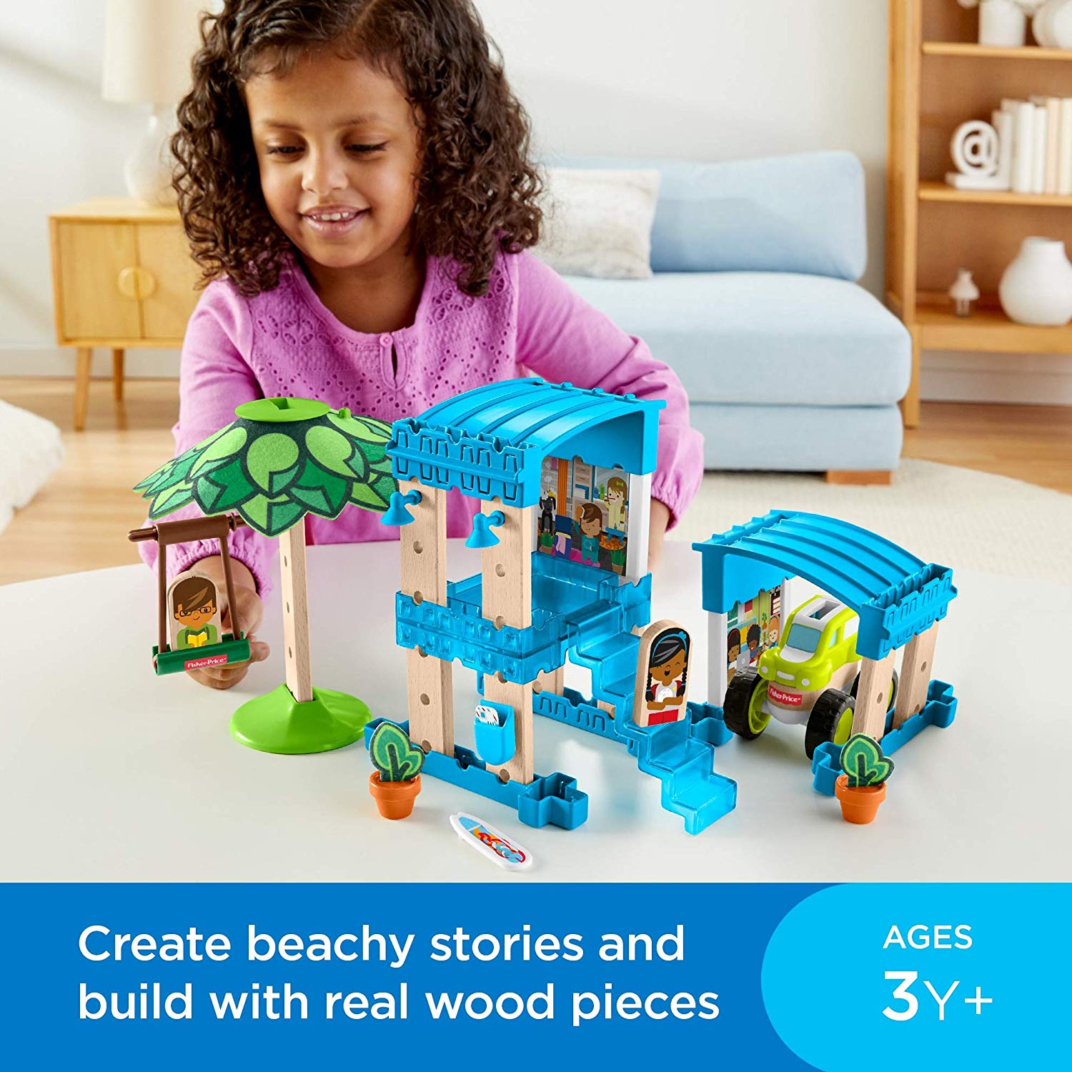 Fisher-Price Wonder Makers Design System Beach Bungalow, Building & Track Set, Multicoloured - Image 2
