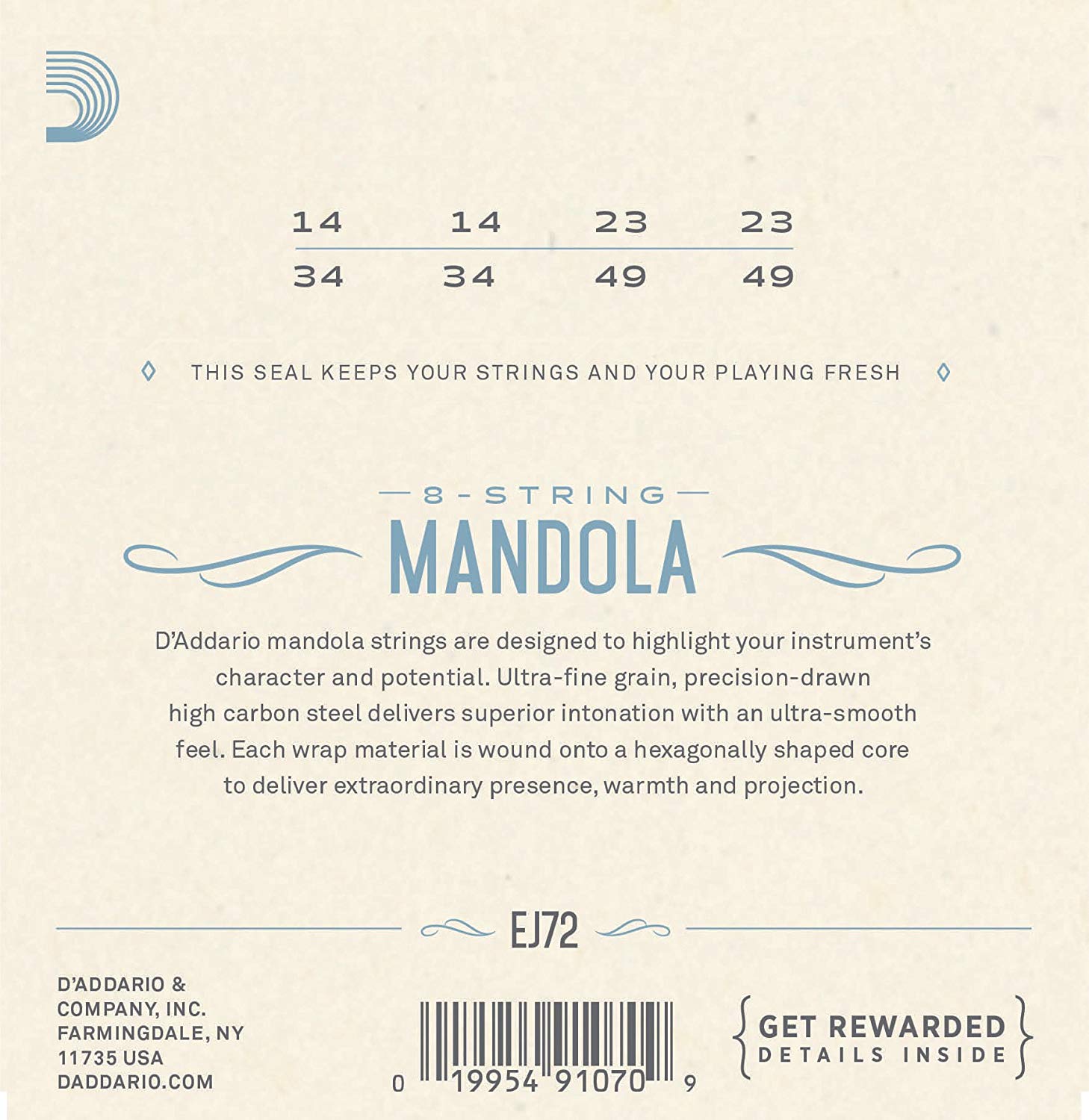 D'Addario EJ72 Light 14-49 Mandola Strings - Phosphor Bronze, Light, 14-49 - Image 2