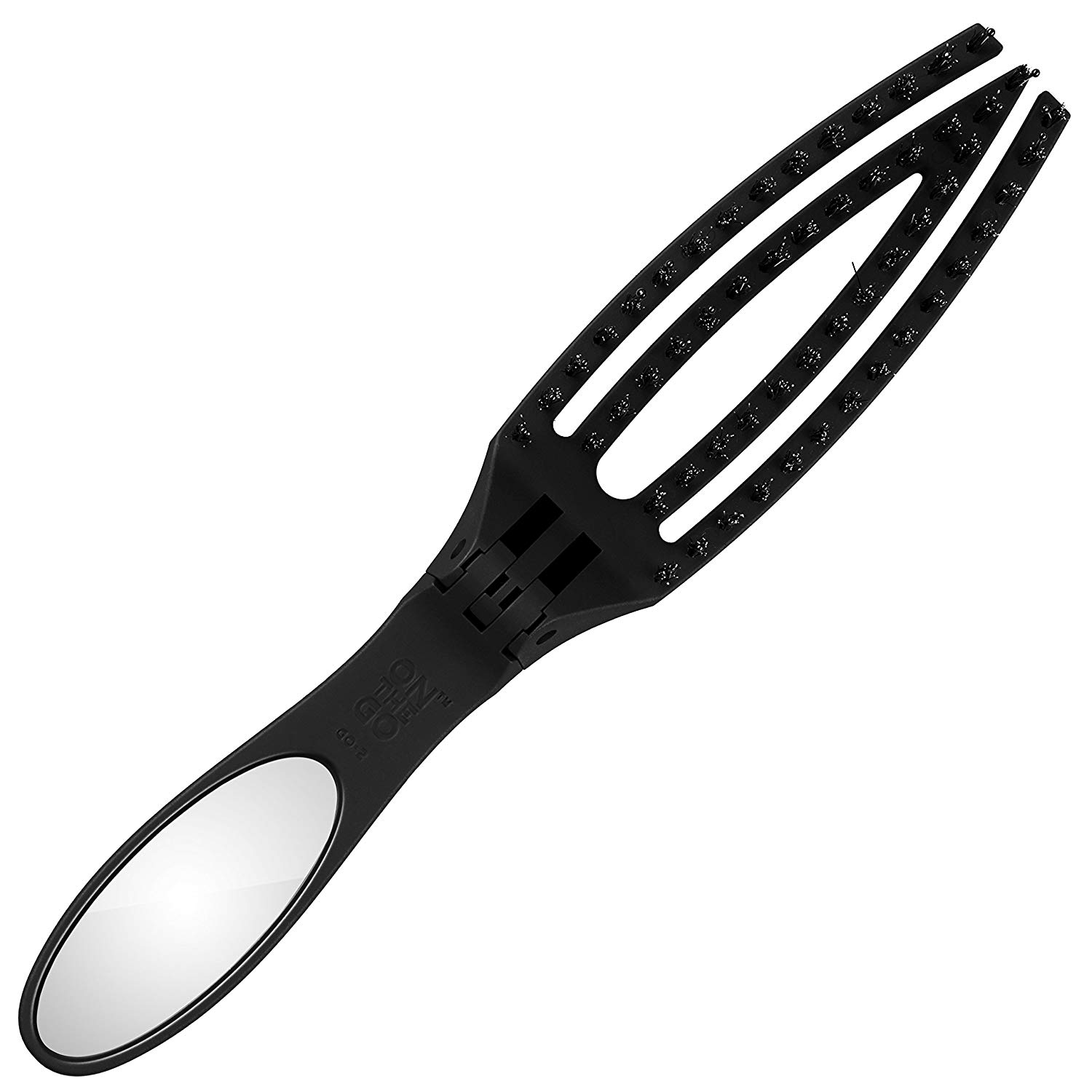 Olivia Garden On The Go™ Smooth & Style - Full Size Folding Brush - Compact, with Mirror & Blend of Boar & Ionic Nylon