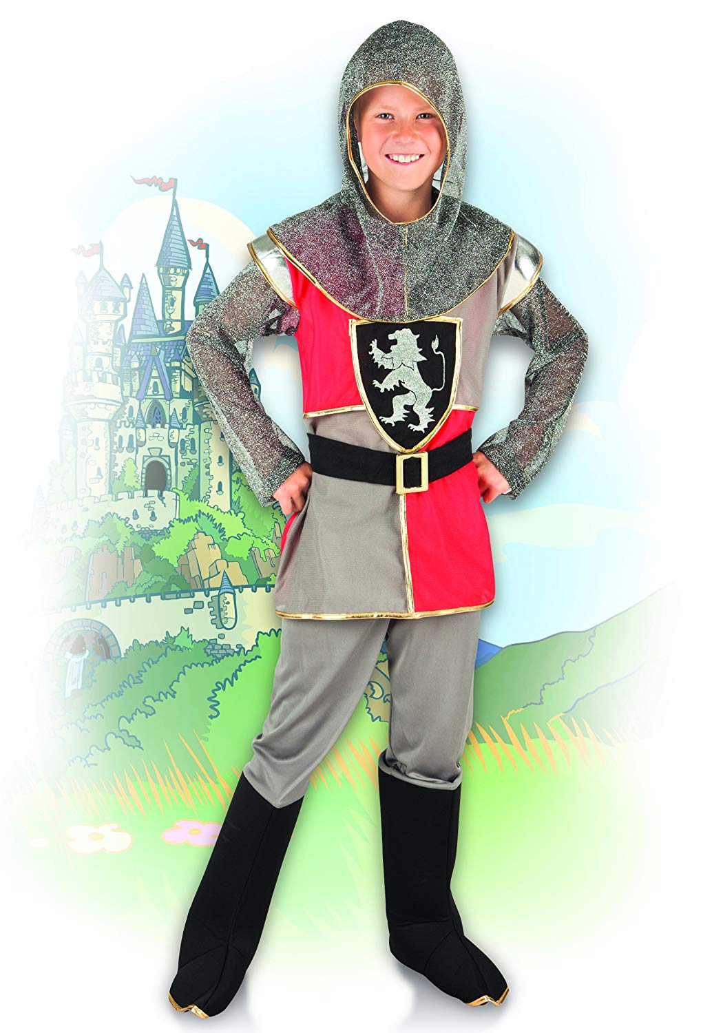 Boland, Children's Costume Sir Templeton, Knight, Medieval, Coat of Arms on the Chest, Headcover, Boot Warmers, Carnival - Image 3