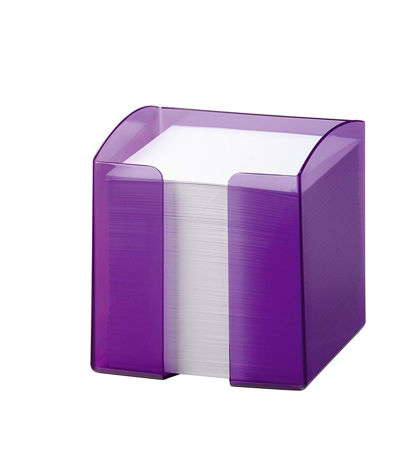 Durable Trend Note Box with 800 White Paper Notes - Translucent Purple, 10.5 cm x 10 cm x 10 cm
