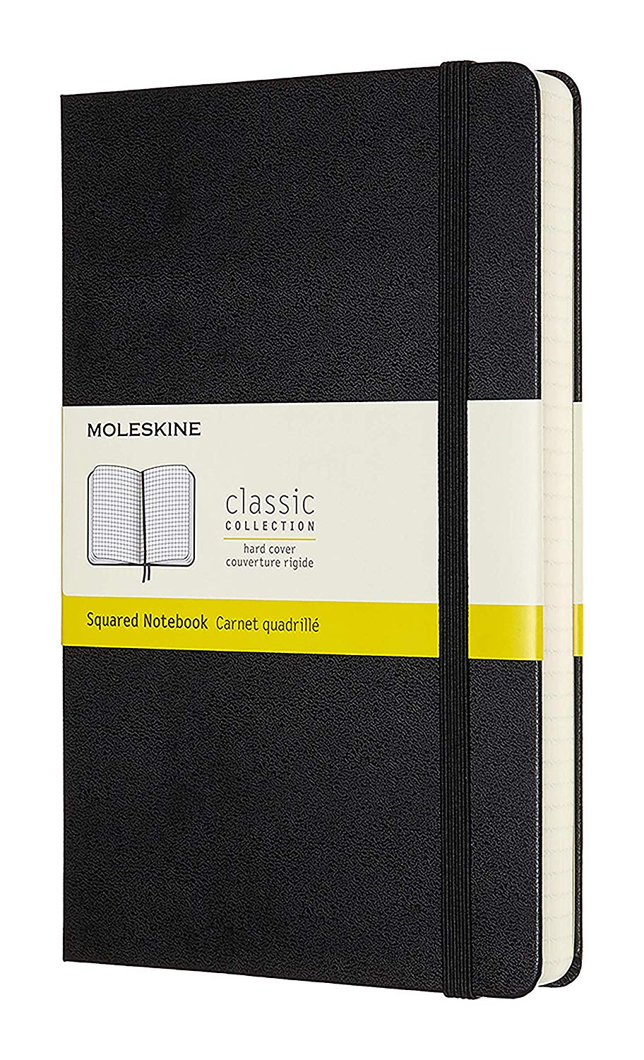 Moleskine, Classic Expanded Squared Paper Notebook, Hard Cover and Elastic Closure Journal, Color Black