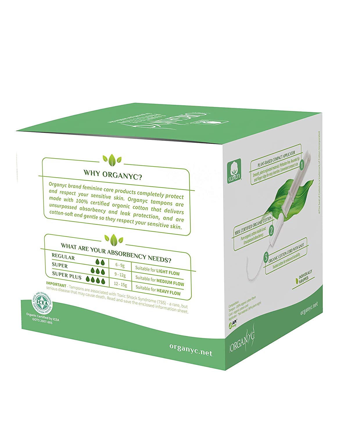 ORGANYC Super Compact Applicator Tampons - Image 4