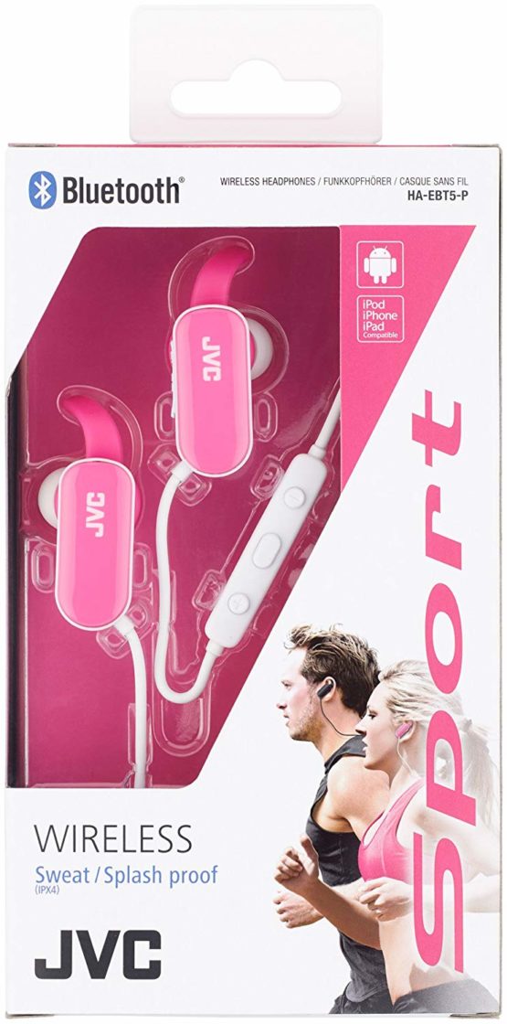 JVC Wireless Headphones Sweat Proof Sports In-Ear Bluetooth Earphones with Built-In Mic and Remote - Pink - Image 3
