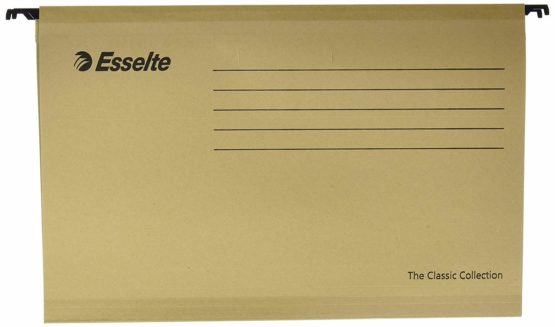 Esselte Classic – Pack of 50 Suspension File Reinforced with Transparent Plastic Visor – Natural