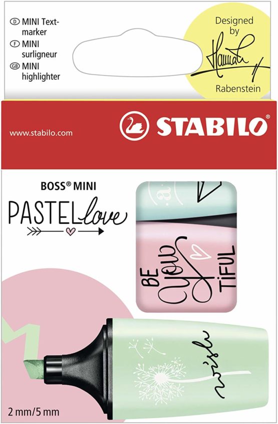 Highlighter - STABILO BOSS MINI Pastellove Wallet of 3 Assorted Colours