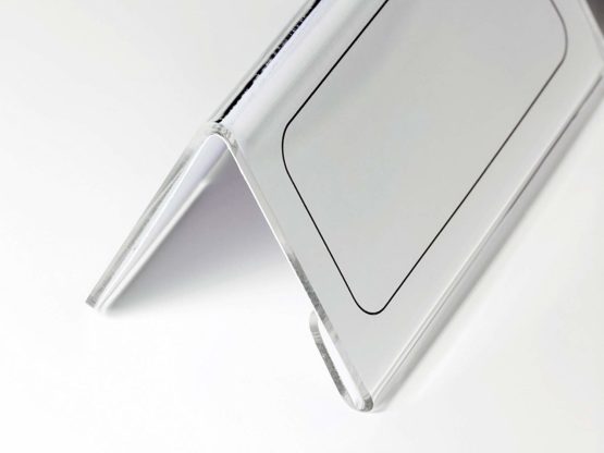 Durable Table Place Name Holder For 52/104 x 100mm Card | Made From Strong Crystal Clear Acrylic | Perfect For Conferences, Seminars, Reception Desks, etc. - Image 4