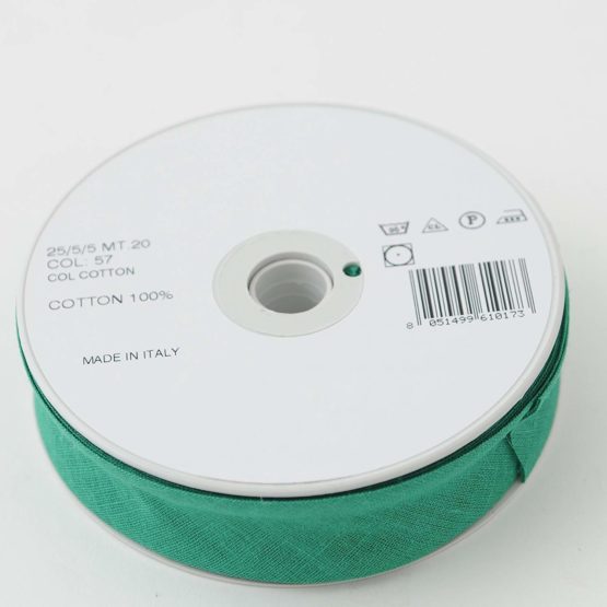 Inastri 25/5/5 mm Cotton Bias Binding, Green - Image 3