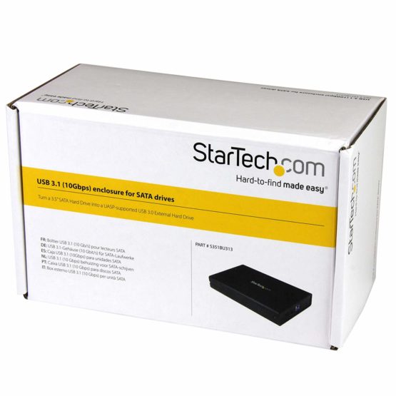 StarTech USB 3.1 Gen 2 External Hard Drive Enclosure for 3.5” SATA Drives - Fan-less UASP Enhanced Single Drive Enclosure (S351BU313), Black - Image 3