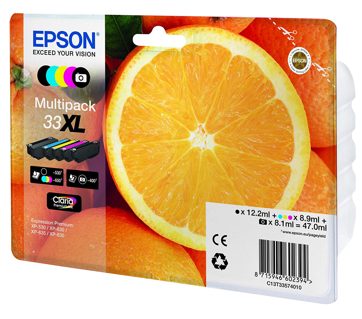 Epson 33XL Orange Multipack Claria 5-Colours, 5 Colour C/M/Y/B/pB - Image 2