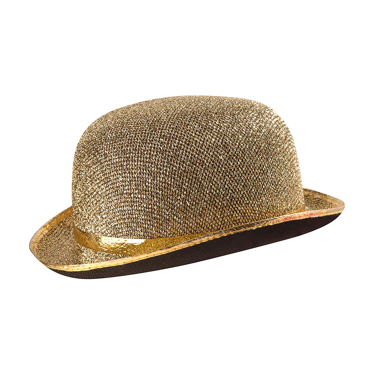 Felt Bowler Gold Lame Bowler Hats Caps & Headwear for Fancy Dress Costumes Accessory